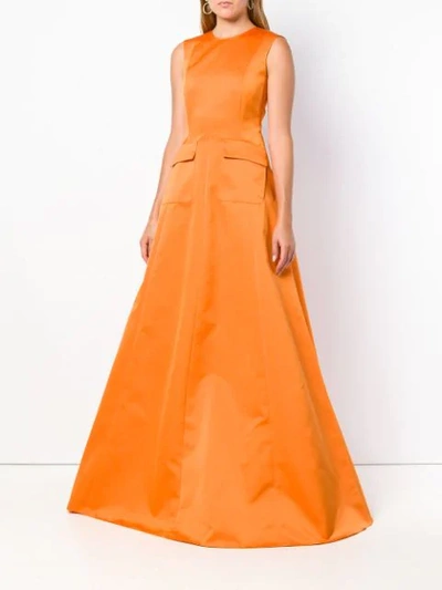 Shop Rochas Flared Evening Gown - Yellow