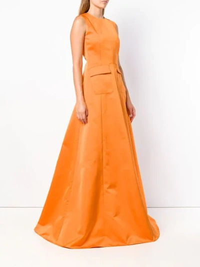 Shop Rochas Flared Evening Gown - Yellow