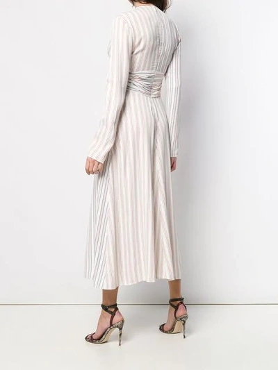 Shop Victoria Beckham Long Sleeve Wrap Dress In Multicolour