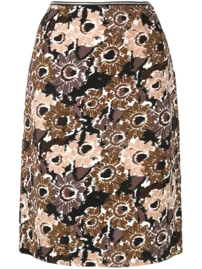 Shop Anteprima Sunflower Print Straight Skirt In Multicolour