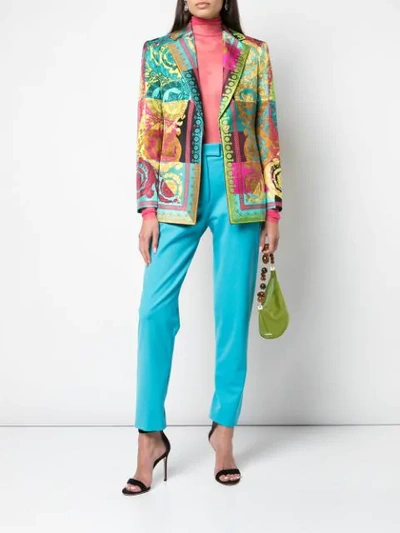 Shop Versace Multicoloured Signature Print Blazer
