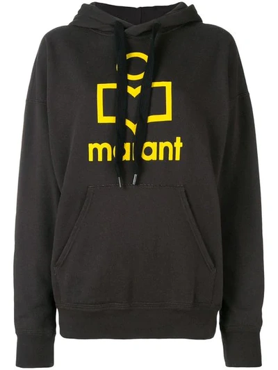 Shop Isabel Marant Étoile Logo Print Hoodie - Black