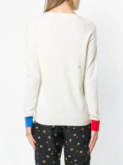 Shop Chinti & Parker Colour-block Unicorn Sweater In White