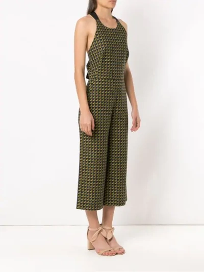 Shop Andrea Marques Printed Cropped Jumpsuit In Green