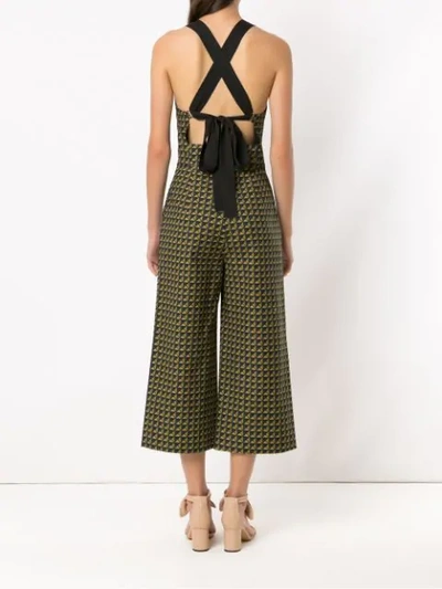 Shop Andrea Marques Printed Cropped Jumpsuit In Green