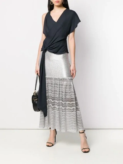 Shop Alexander Mcqueen Metallic Knitted Skirt In Silver
