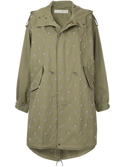 Shop Tu Es Mon Tresor Flower Beads Fishtale Parka In Green