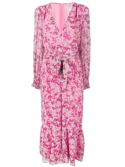 Shop Michael Kors Collection Floral Waist-tied Jumpsuit - Pink