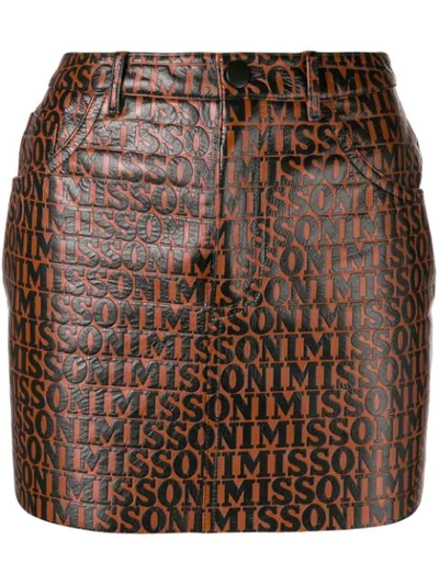 Shop Missoni Leather Mini Skirt - Brown