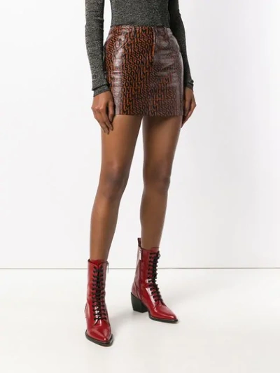 Shop Missoni Leather Mini Skirt - Brown