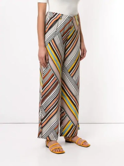 Shop Tory Burch Mixed Stripe Trousers In Multicolour
