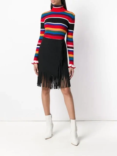 Shop Msgm Ruffled Striped Rollneck Jumper In 18 Multicolor