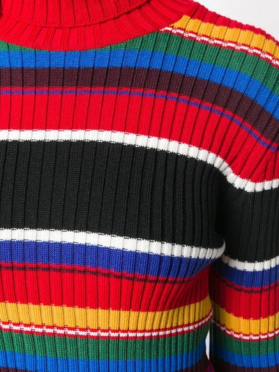 Shop Msgm Ruffled Striped Rollneck Jumper In 18 Multicolor