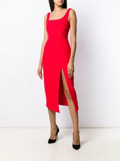 Shop David Koma Thigh Slit Midi Dress In Red