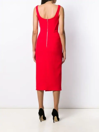 Shop David Koma Thigh Slit Midi Dress In Red