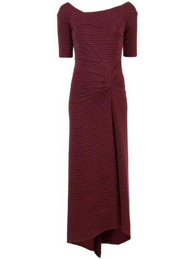 Shop Tadashi Shoji Long Ribbed Evening Dress In Wine