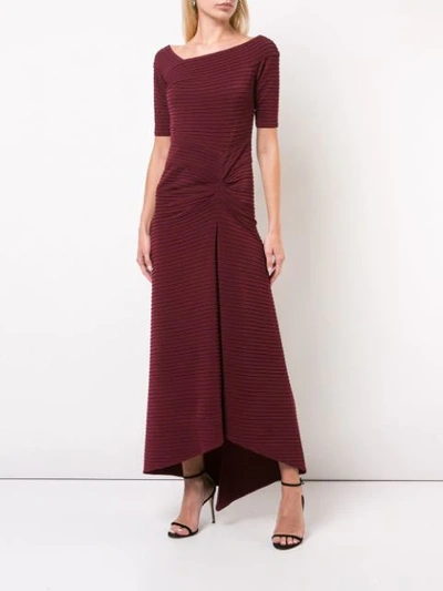 Shop Tadashi Shoji Long Ribbed Evening Dress In Wine