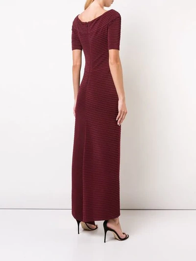 Shop Tadashi Shoji Long Ribbed Evening Dress In Wine