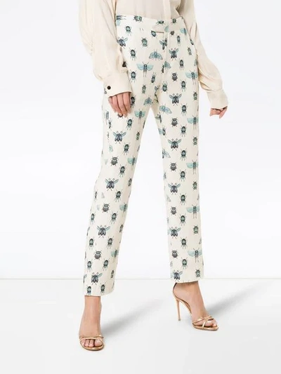 Shop Johanna Ortiz Momposina Slim Insect Print Trousers In Neutrals