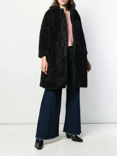 Shop L'autre Chose Oversized Faux-fur Coat In U999 Black