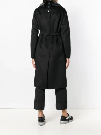 Shop Prada Mink Fur Collar Coat - Black