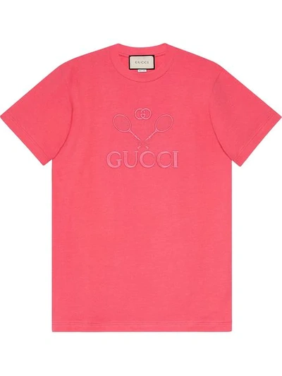 Gucci T-shirt With Tennis In Pink | ModeSens