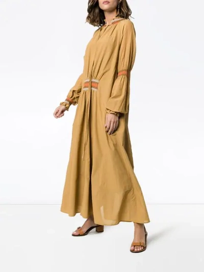 Shop Loewe High-neck Maxi Dress In Brown