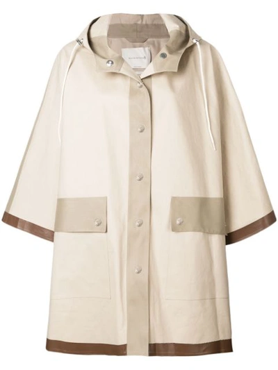 Shop Mackintosh Putty & Fawn Bonded Cotton Hooded Poncho Lr In Neutrals