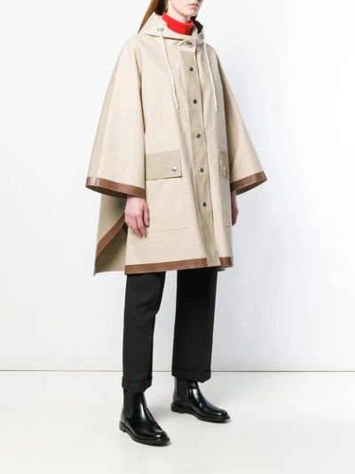 Shop Mackintosh Putty & Fawn Bonded Cotton Hooded Poncho Lr In Neutrals
