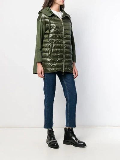 Shop Herno Hooded Padded Jacket In Green