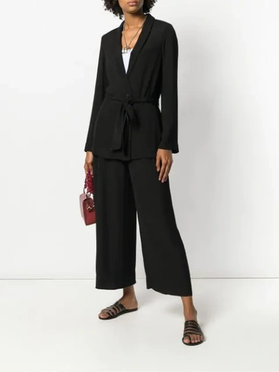 Shop Forte Forte Belted Wide-legged Trousers - Black