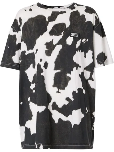 Shop Burberry Cow Print T-shirt In Black