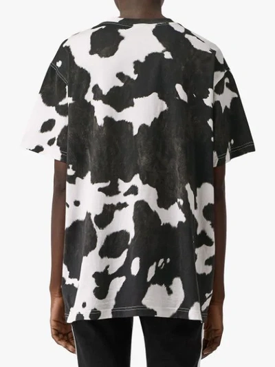 Shop Burberry Cow Print T-shirt In Black