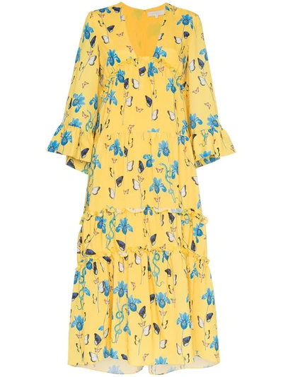 Shop Borgo De Nor Iris Floral Print Dress In Yellow