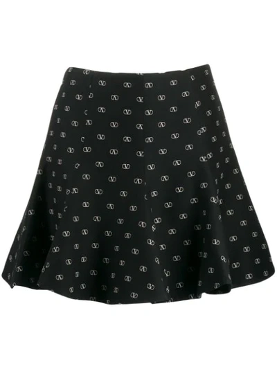 Shop Valentino Printed Vlogo Mini Skirt In 0na  Black