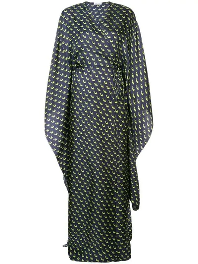 Shop Vionnet Printed Maxi Wrap Dress In Blue