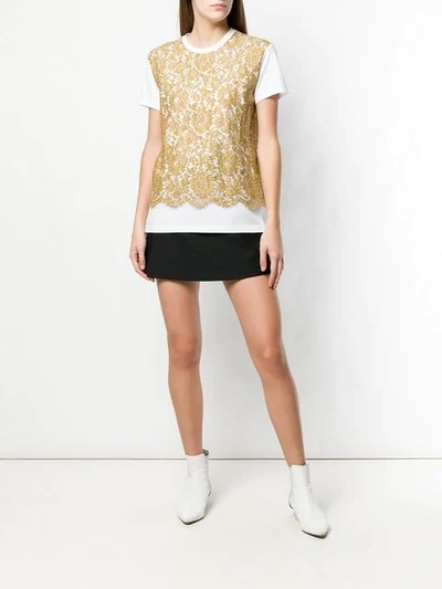 Shop Valentino Heavy Lace T-shirt In White