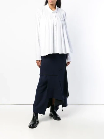 Shop Rundholz Asymmetric Pleated Shirt In White