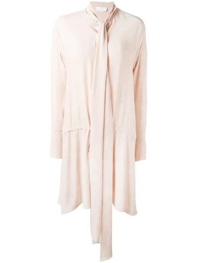 Shop Chloé Neck Tie Dress In Neutrals