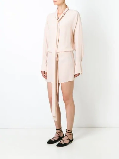 Shop Chloé Neck Tie Dress In Neutrals