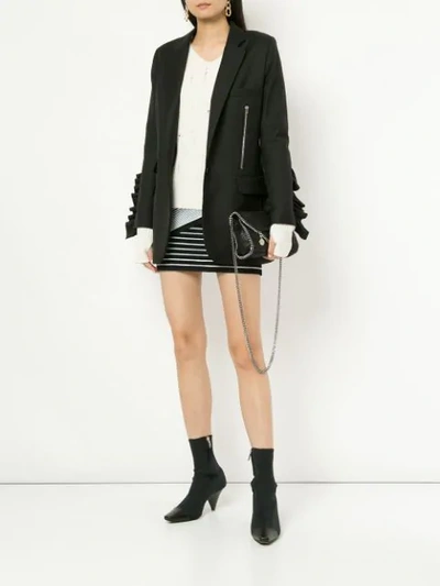 Shop Balmain Striped Mini Skirt In Black