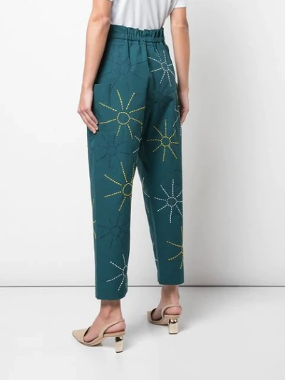 Shop Maison Rabih Kayrouz Embroidered Sun Trousers In Green