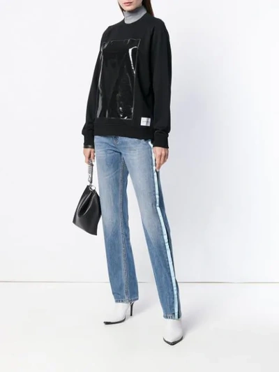 Shop Calvin Klein Jeans Est.1978 Calvin Klein Jeans Vinyl-panelled Sweatshirt - Black