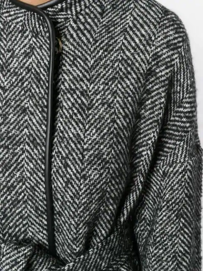 Shop Pinko Patterned Belted Barile Coat In Black