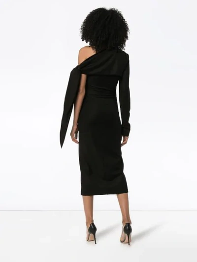 Shop Materiel Draped One-shoulder Midi-dress In Black