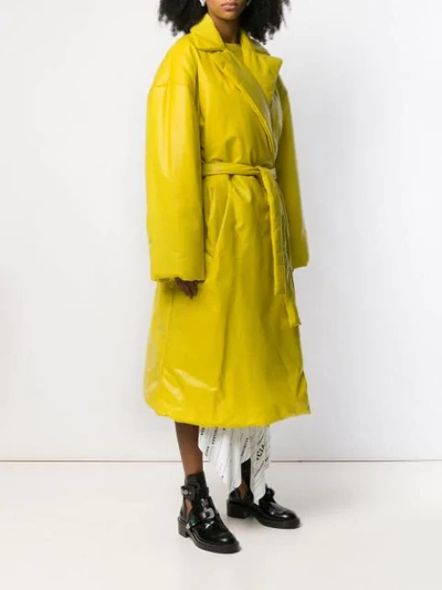 Shop Balenciaga Padded Wrap Trench Coat In Yellow