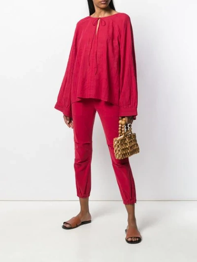 Shop Nili Lotan Cropped Military Trousers In Red