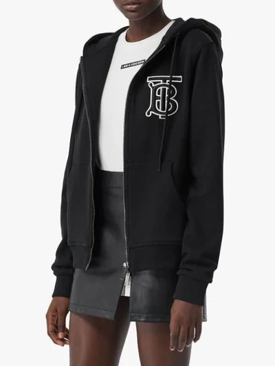 BURBERRY MONOGRAM MOTIF COTTON OVERSIZED HOODED TOP - 黑色