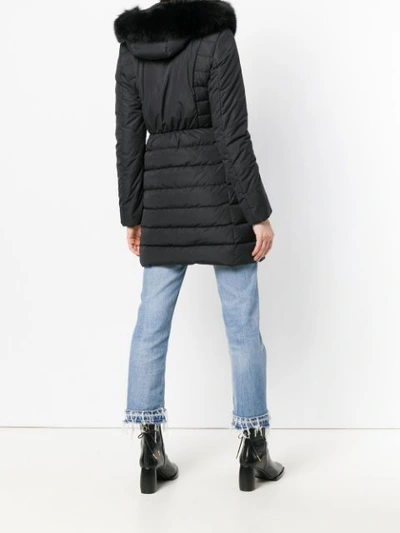 Shop Peuterey Fur Hood Padded Coat - Black