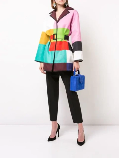 Shop Mary Katrantzou Color-block Belted Coat - Multicolour
